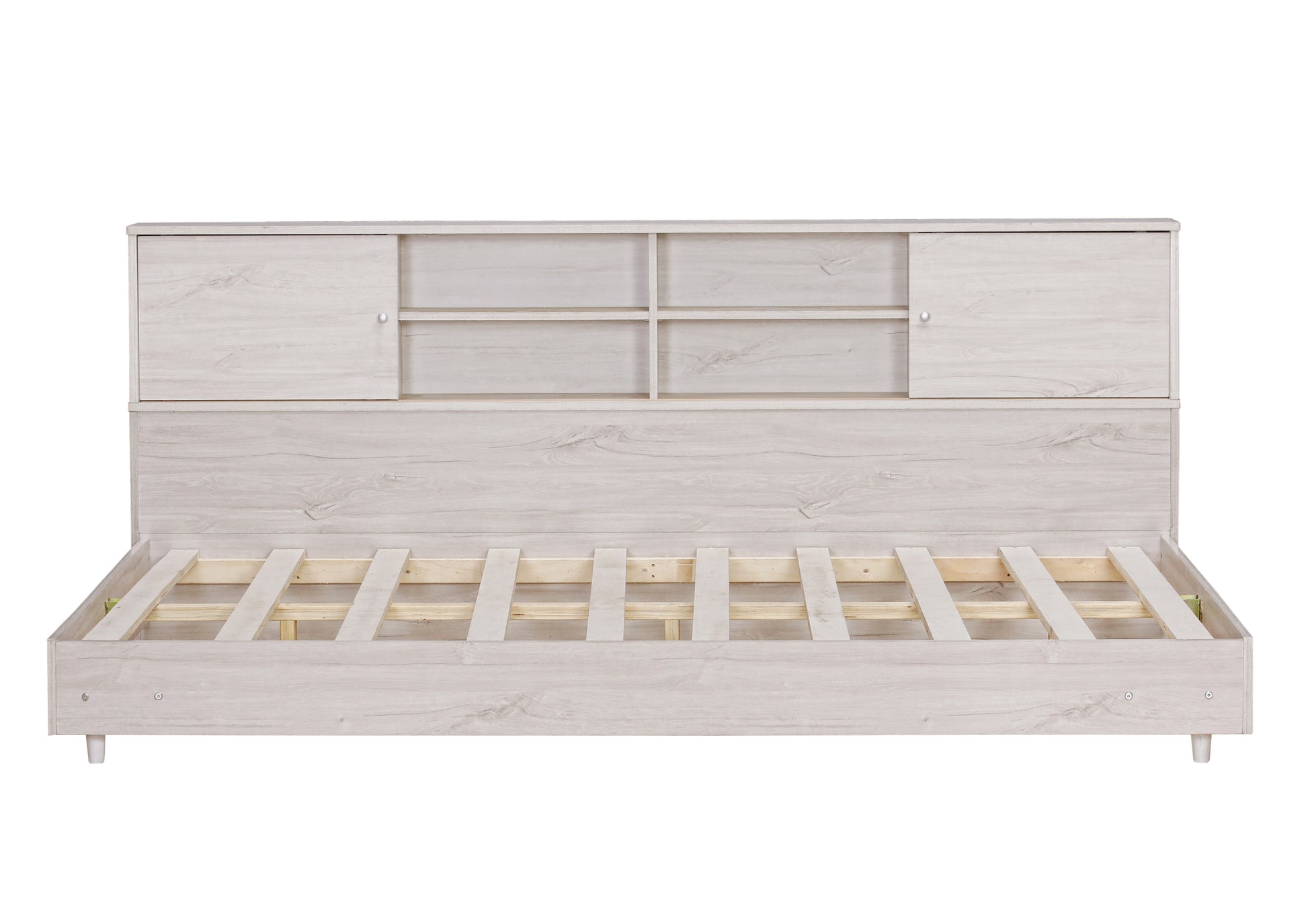 Full Size Daybed Frame With Storage Bookcases,White Oak White Oak Solid Wood Mdf