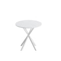 31.5'' Modern Round Dining Table With Crossed Legs,White Occasional Table, Two Piece Detachable Table Top, Matte Finish Iron Legs White Mdf Metal