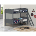 Grey Twin Twin Bunk Bed With Arched Headboard Twin Grey Wood Gray Bedroom Transitional Rubberwood Bunk Wood