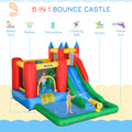 Outsunny 6 In 1 Kids Bounce House Inflatable Water Slide With Pool, Water Cannon, Climbing Wall, Inflator Included, Jumping Castle Kids Backyard Activity Outdoor Water Play Toy Multicolor Fabric