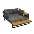 Aluminum Patio Furniture Set, Outdoor L Shaped Sectional Sofa With Plastic Wood Side Table And Soft Cushion For Backyard Poolside Gray Yellow Aluminum