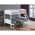 White Twin Full Bunk Bed With Arched Headboard White Wood White Bedroom Transitional Rubberwood Bunk Wood