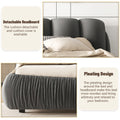 King Size Luxury Upholstered Bed With Thick Headboard, Velvet King Bed With Oversized Padded Backrest, Gray Expect Arrive Date 2024 3 15 King Gray Velvet
