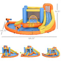 Outsunny Kids Inflatable Water Slide 5 In 1 Bounce House Water Park Jumping Castle With Water Pool, Slide, Climbing Walls, & 2 Water Cannons, 450W Air Blower Multicolor Fabric