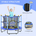 Qaba 4.6' Trampoline For Kids, 55 Inch Toddler Trampoline With Safety Enclosure & Ball Pit For Indoor Or Outdoor Use, Built For Kids 3 10 Years, Blue Blue Steel