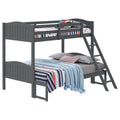 Grey Twin Full Bunk Bed With Arched Headboard Grey Wood Gray Bedroom Transitional Rubberwood Bunk Wood