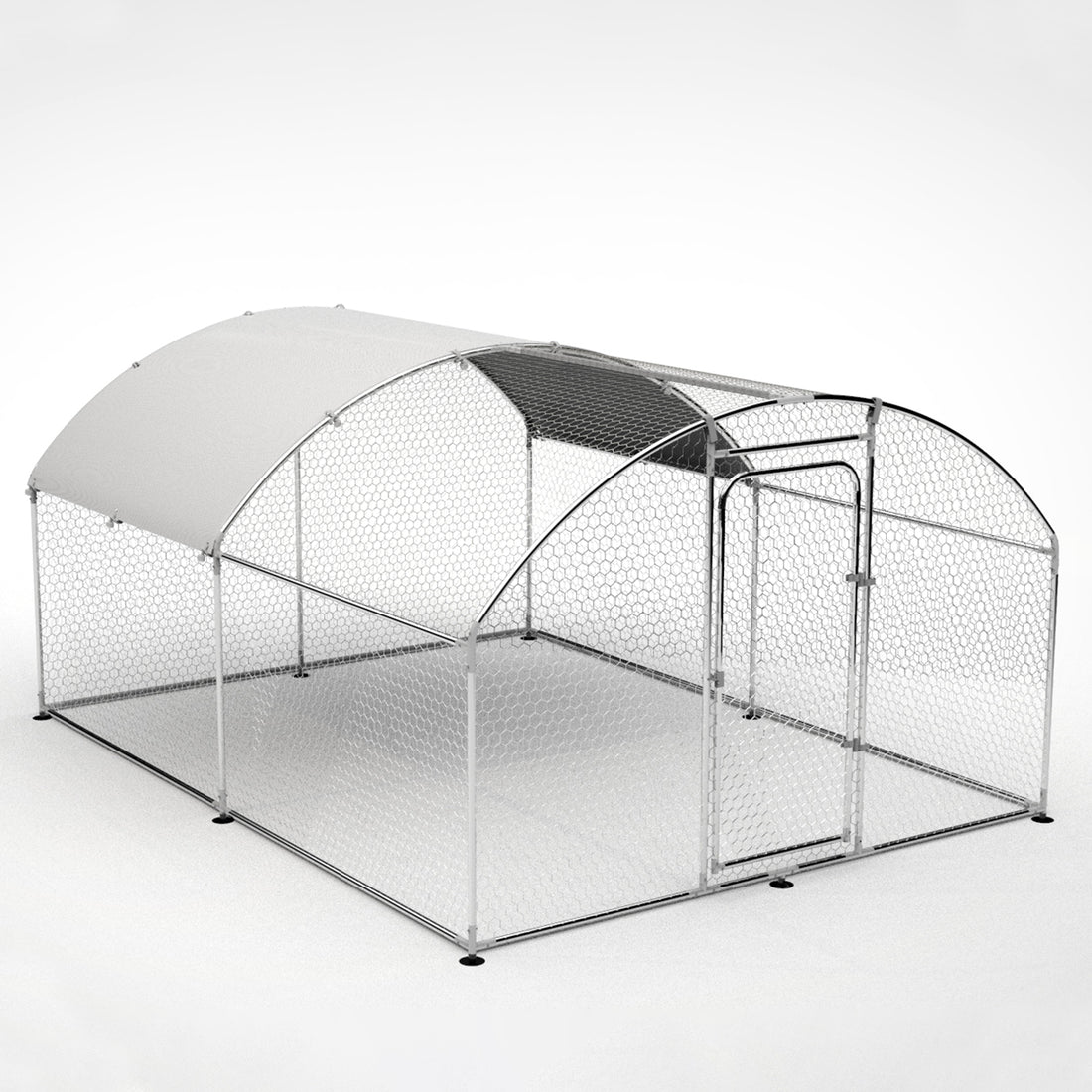 Metal Large Chicken Coop Walk In Poultry Cage Large Chicken Run Arc Shaped Cage With Waterproof Anti Ultravioletcover, 1.00" Diameter Tube 9.8' L X 13.1' W X 6.4' H Silver Steel