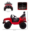 Aosom 12V Kids Ride On Truck With Parent Remote Control, Electric Battery Powered Toy Car With Spring Suspension, Adjustable Speed, Led Lights And Horn, Red Red Steel