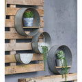 Farmhouse Round Metal Wall Planter, 5 Piece Gray Iron