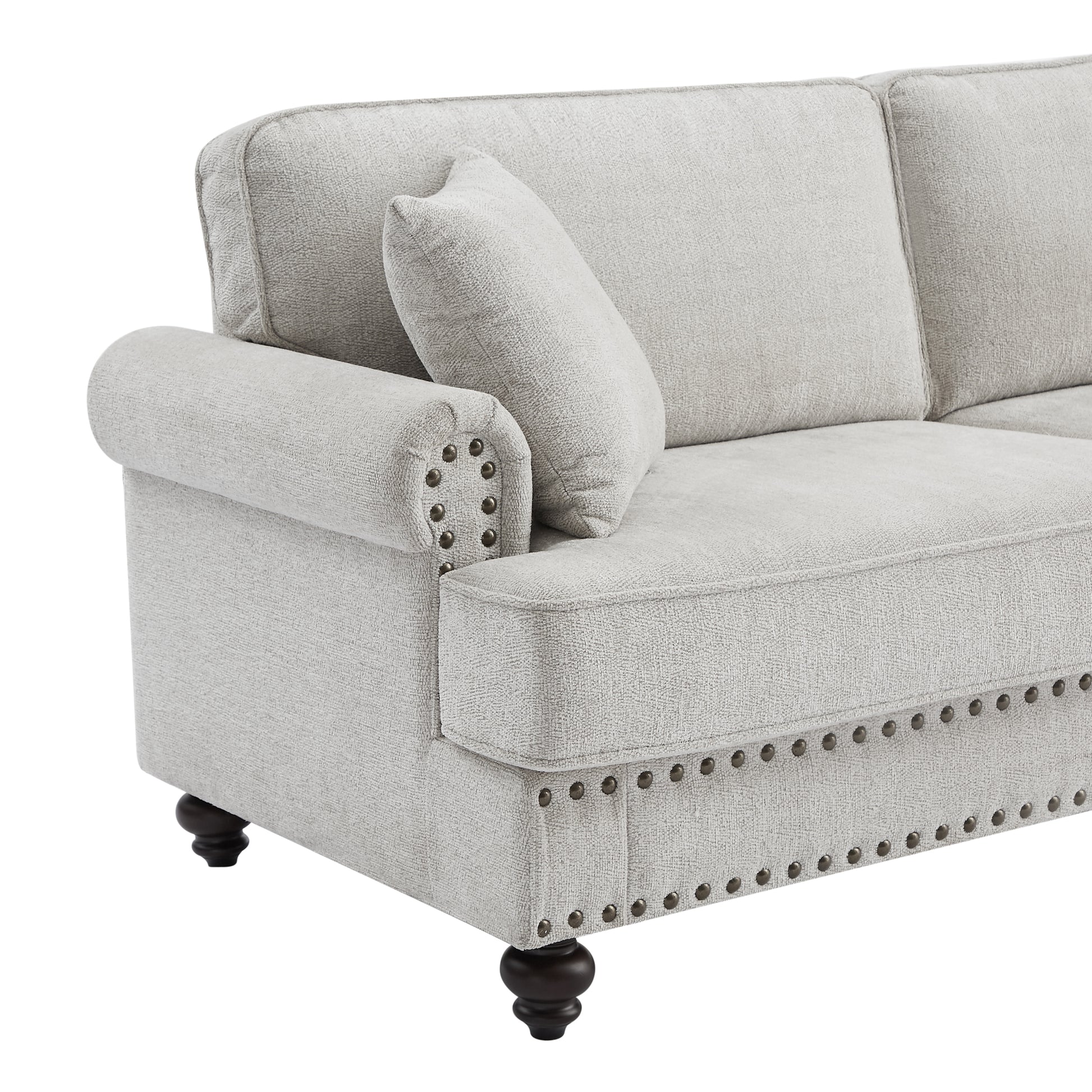 61" Chenille Modern Upholstered Sofas Beautiful Seater With Nails And Armrests White White Primary Living Space American Design Polyester Chenille