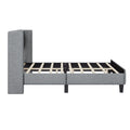 Queen Size Upholstered Platform Bed Frame With Headboard, Mattress Foundation, Wood Slat Support, Quiet, No Box Spring Needed, Easy To Assemble Light Grey Light Gray Wood