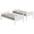 White Twin Twin Bunk Bed With Arched Headboard Twin White Wood White Bedroom Transitional Rubberwood Bunk Wood