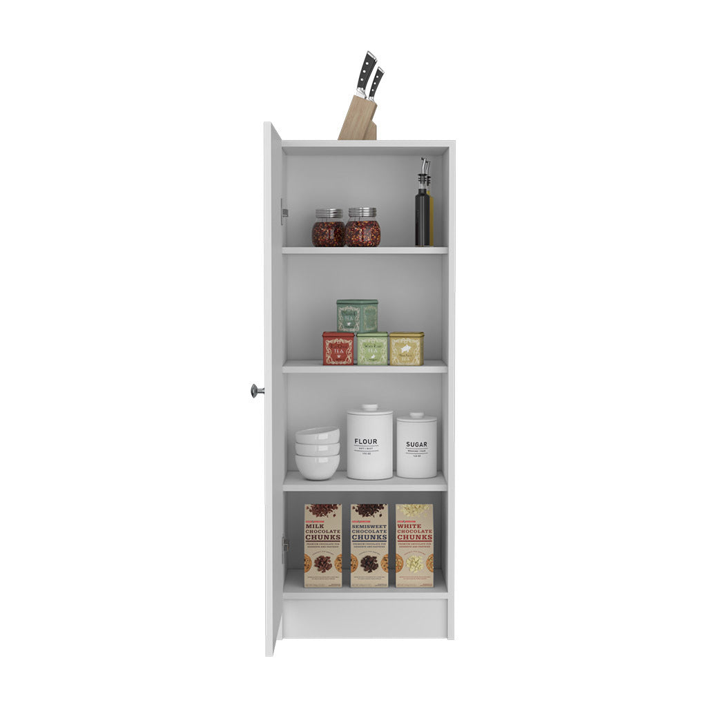 Kitchen Pantry 47" H, One Door Cabinet, Four Interior Shelves, White White Particle Board Particle Board