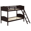 Espresso Twin Twin Bunk Bed With Arched Headboard Twin Brown Wood Espresso Bedroom Transitional Rubberwood Bunk Wood