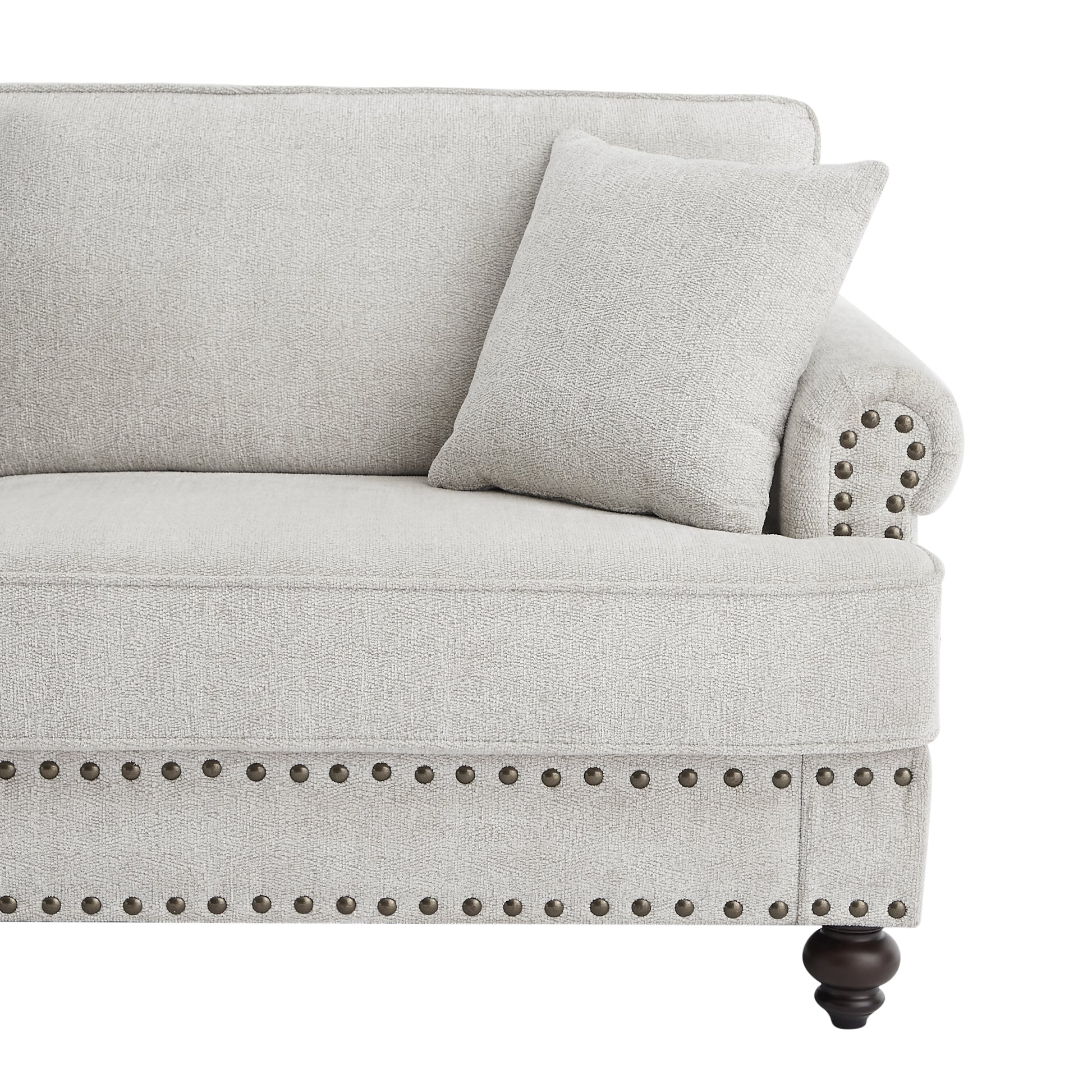 61" Chenille Modern Upholstered Sofas Beautiful Seater With Nails And Armrests White White Primary Living Space American Design Polyester Chenille