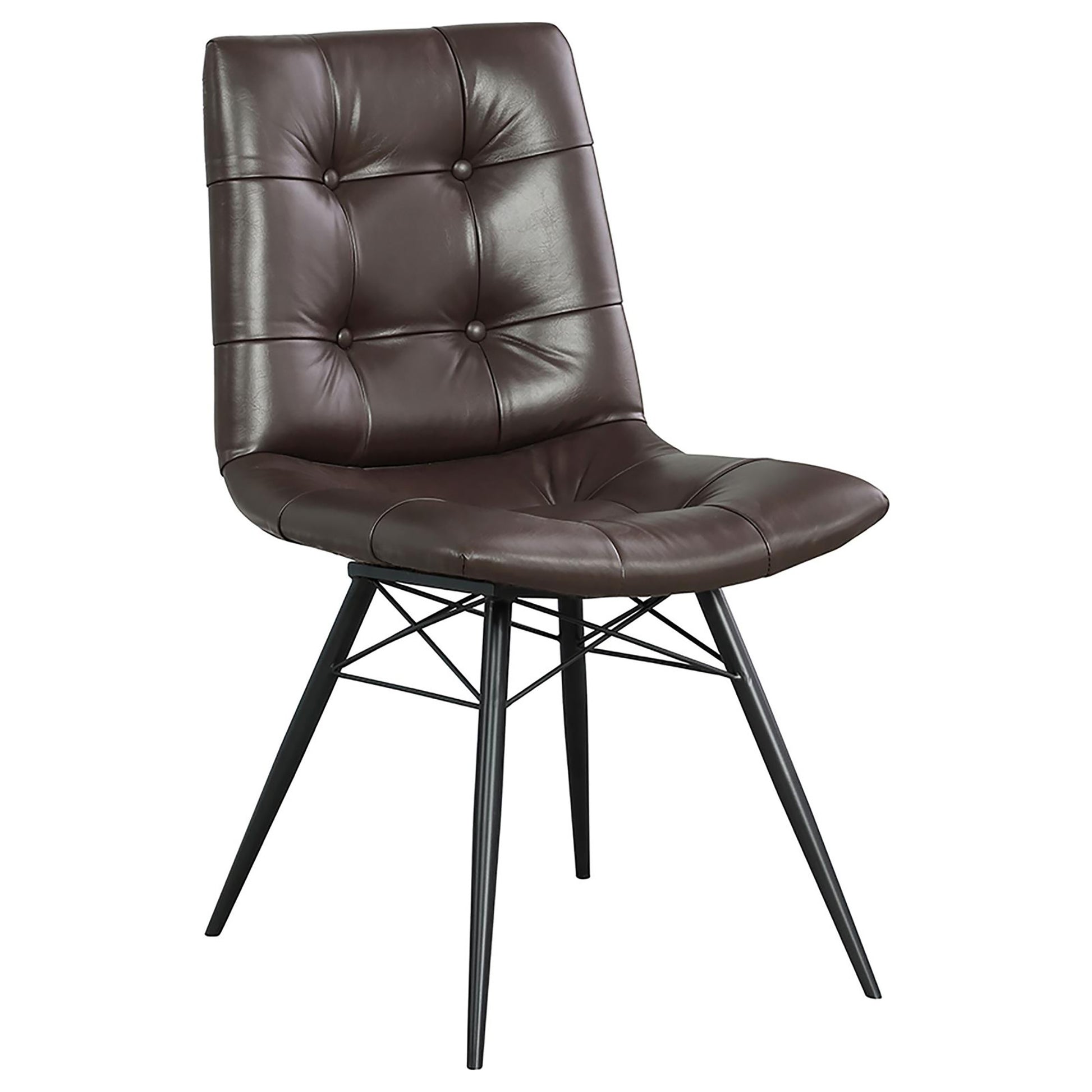 Brown And Gunmetal Back Dining Chairs Set Of 4 Brown Dining Room Industrial Side Chair Tufted Back Upholstered