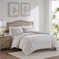 3 Piece Clipped Jacquard Duvet Cover Set Natural Polyester