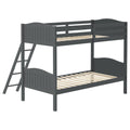 Grey Twin Twin Bunk Bed With Arched Headboard Twin Grey Wood Gray Bedroom Transitional Rubberwood Bunk Wood