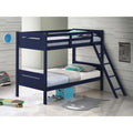 Blue Twin Twin Bunk Bed With Built In Ladder Blue Bedroom Transitional Rubberwood Wood