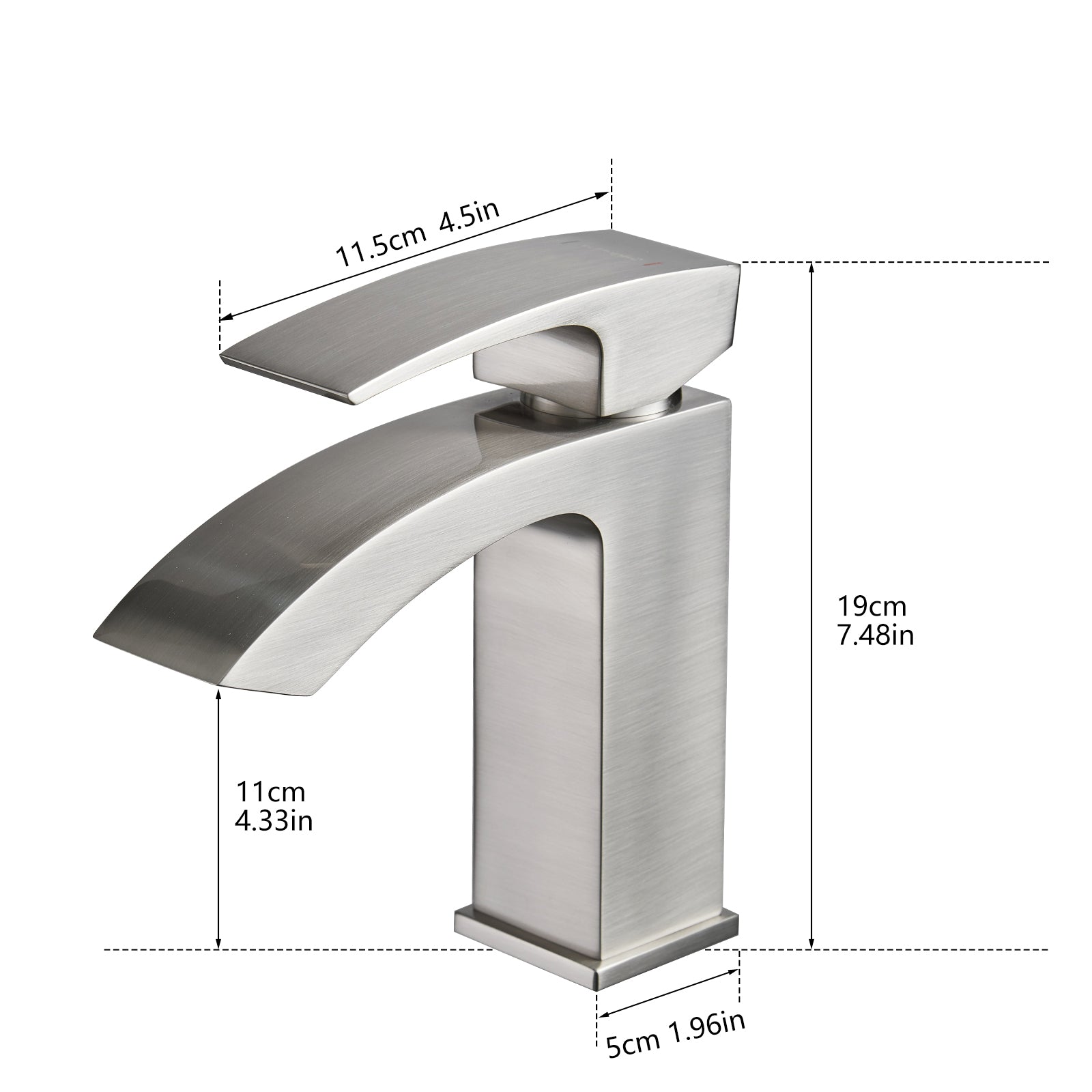 Brushed Nickel Bathroom Faucet,Faucet For Bathroom Sink, Single Hole Bathroom Faucet Modern Single Handle Vanity Basin Faucet Bathroom Joystick Geometric One Brushed Nickel Side Sprayer Deck Mounted Cartridge Valve Single Hole Faucets Matte Black