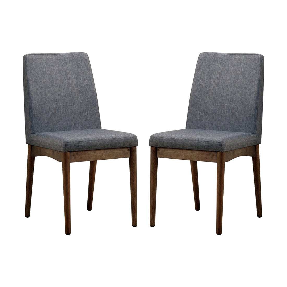 Set Of 2 Padded Fabric Dining Chairs In Natural Tone And Gray Solid Natural Grey Dining Room Dining Chairs Wood Fabric