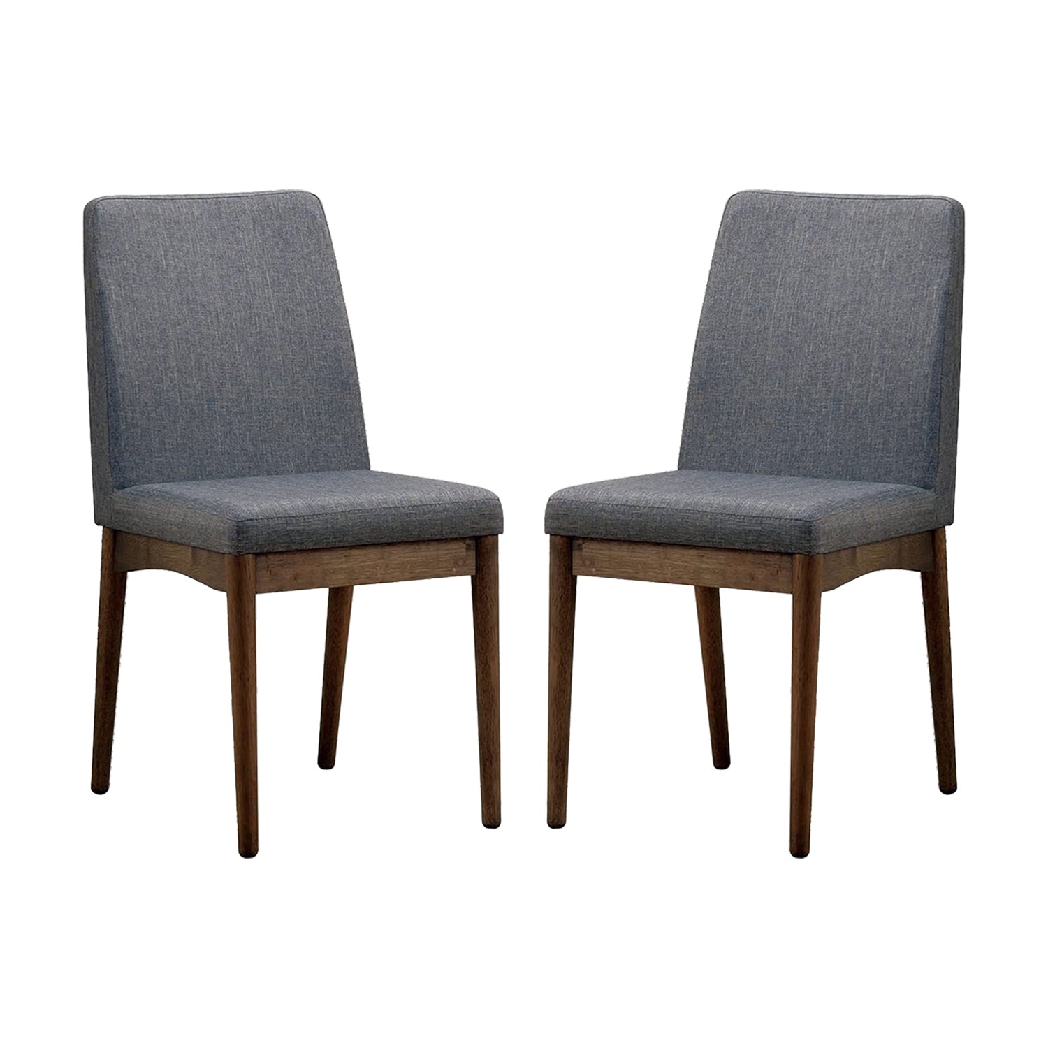Set Of 2 Padded Fabric Dining Chairs In Natural Tone And Gray Solid Natural Grey Dining Room Dining Chairs Wood Fabric