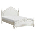 Victorian Style Antique White Full Bed 1Pc Traditional Bedroom Furniture Floral Motif Carving Classic Look Posts Box Spring Required Full Antique White Wood Bedroom Classic,Traditional,Victorian Wood