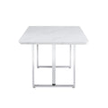 A Modern, Minimalist And Luxurious White Rectangular With A Patterned Dining Table. Mdf Table And Stainless Steel Frame. Game Table. Used For Restaurants And Living Rooms 78.7