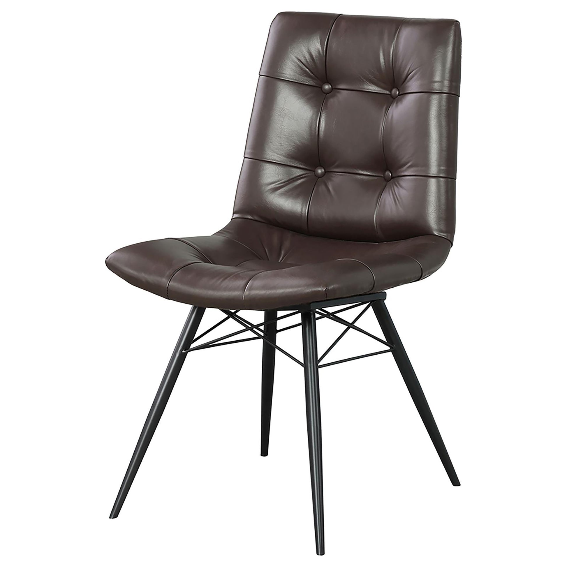 Brown And Gunmetal Back Dining Chairs Set Of 4 Brown Dining Room Industrial Side Chair Tufted Back Upholstered