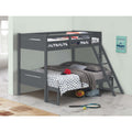Grey Twin Full Bunk Bed With Built In Ladder Grey Wood Gray Bedroom Transitional Rubberwood Bunk Wood