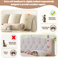 Queen Size Luxury Upholstered Bed With Thick Headboard, Velvet Queen Bed With Oversized Padded Backrest, Beige Expect Arrival Date 2024 4 9 Queen Beige Velvet