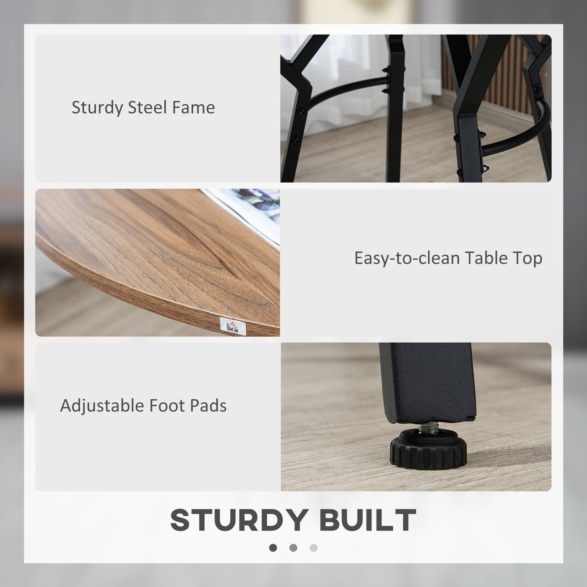 Homcom Industrial 5 Piece Bar Table And Chairs Set, Space Saving Dining Table With 4 Stools For Pub And Kitchen, Black & Brown Brown Particle Board