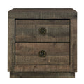 Farmhouse Style 2 Drawers Nightstand End Table For Bedroom, Living Room, Rustic Brown Rustic Brown Plywood