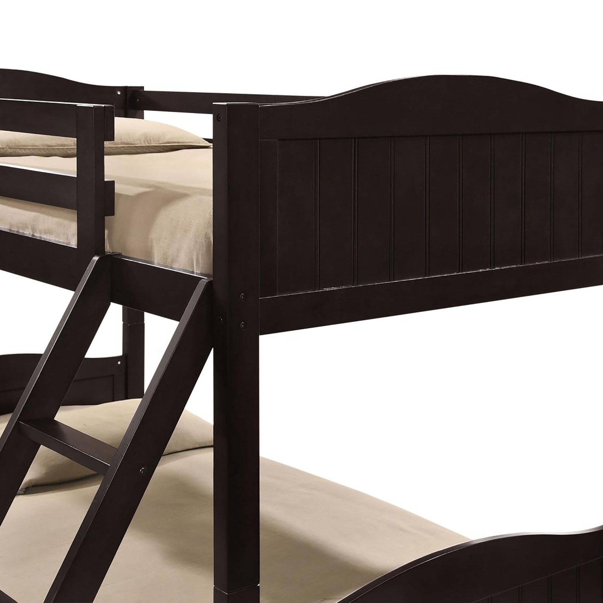 Espresso Twin Full Bunk Bed With Arched Headboard Brown Wood Espresso Bedroom Transitional Rubberwood Bunk Wood