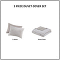 3 Piece Clipped Jacquard Duvet Cover Set Natural Polyester