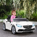 Aosom Mercedes Slc 300 Licensed Kids Electric Car With Remote Control, 12V Battery Powered Kids Ride On Car With Music, Lights, Suspension For 3 6 Years Old, White White Steel