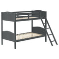 Grey Twin Twin Bunk Bed With Arched Headboard Twin Grey Wood Gray Bedroom Transitional Rubberwood Bunk Wood