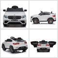 Aosom 12V Toddler Ride On Car With Remote Control, Mercedes Benz Amg Glc63S Coupe, Electric Car With 2 Speed, Mp3 Player, Light, Horn, Songs, Suspension, White White Steel