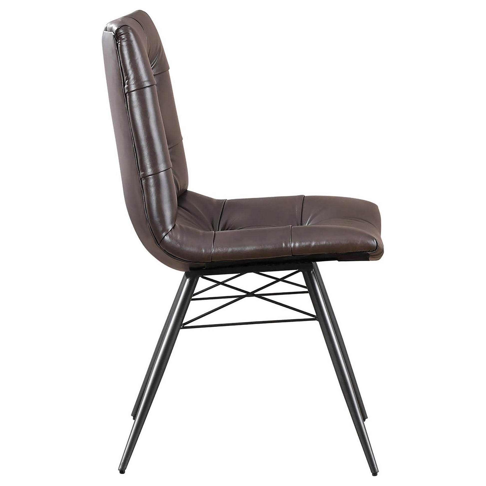 Brown And Gunmetal Back Dining Chairs Set Of 4 Brown Dining Room Industrial Side Chair Tufted Back Upholstered