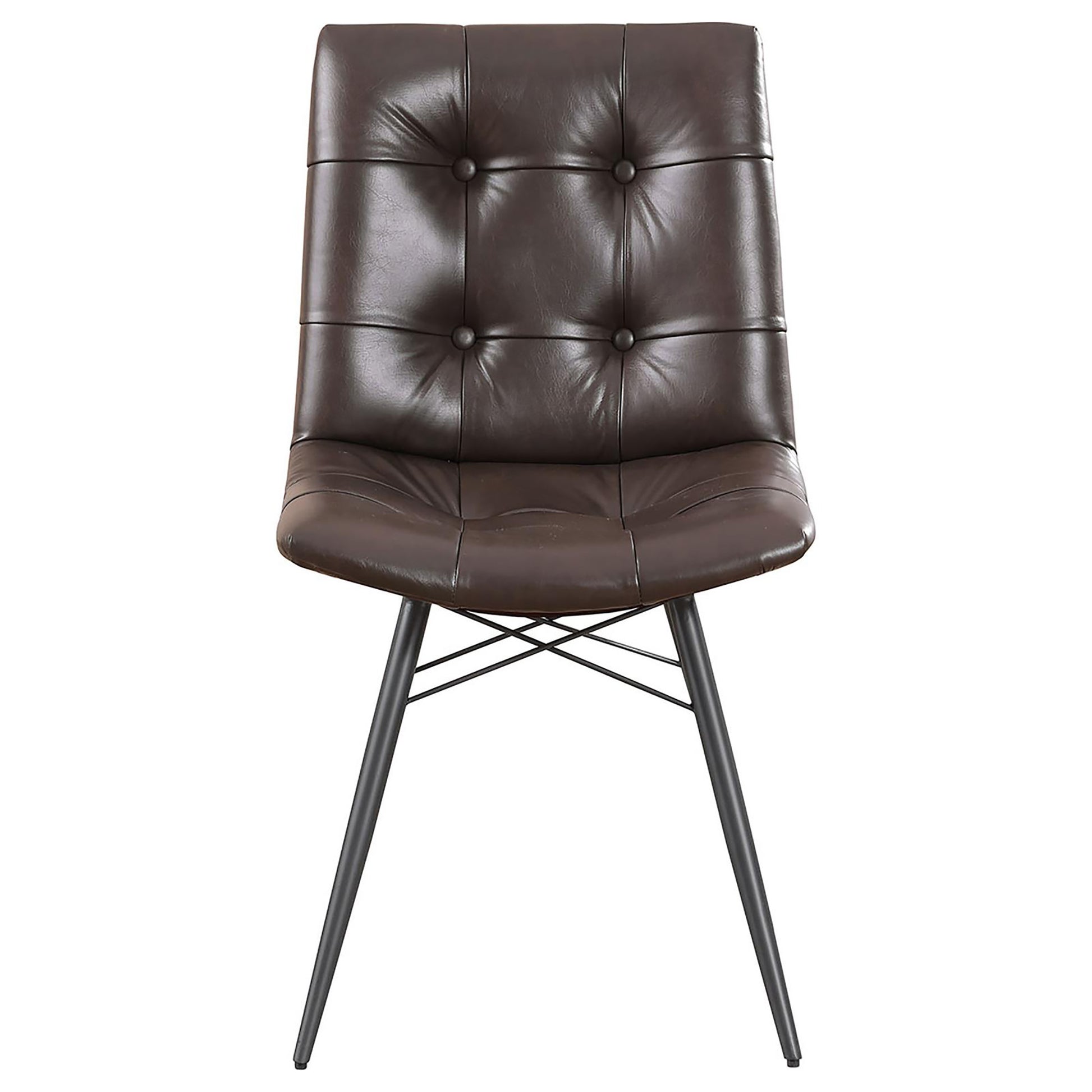 Brown And Gunmetal Back Dining Chairs Set Of 4 Brown Dining Room Industrial Side Chair Tufted Back Upholstered