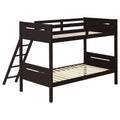 Espresso Twin Twin Bunk Bed With Built In Ladder Twin Brown Wood Espresso Bedroom Transitional Rubberwood Bunk Wood