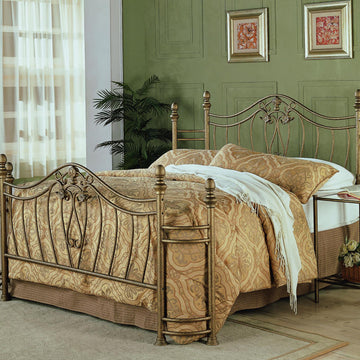 Antique Brushed Gold Metalwork Headboard And Footboard Queen Gold Bedroom Traditional Metal