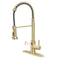 Touchless Kitchen Faucet,Hands Free Automatic Smart Kitchen Faucet Brushed Nickel Gold Smart Kitchen Faucet Brushed Gold Kitchen Contemporary Ceramic Brass