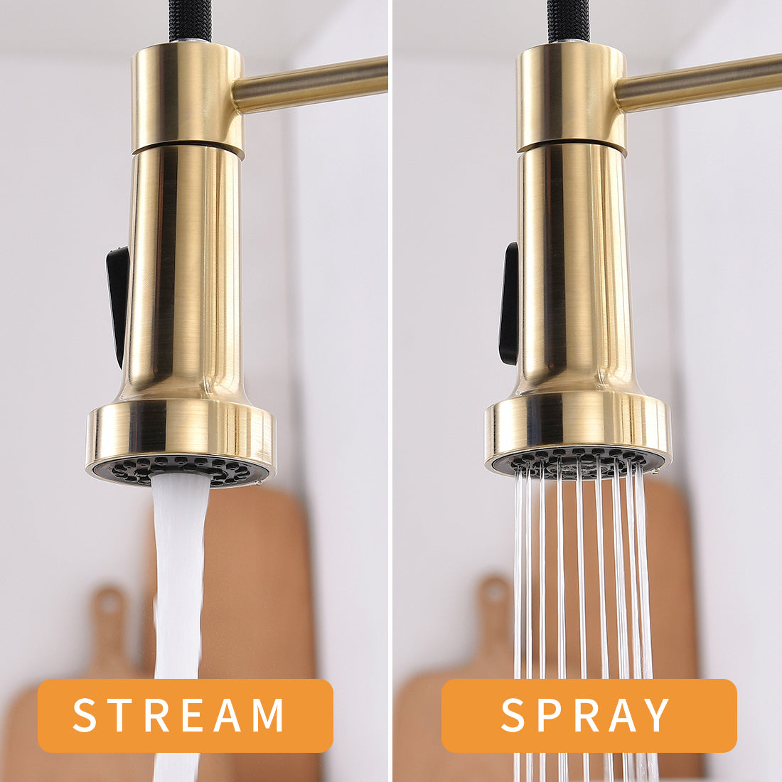 Touchless Kitchen Faucet,Hands Free Automatic Smart Kitchen Faucet Brushed Nickel Gold Smart Kitchen Faucet Brushed Gold Kitchen Contemporary Ceramic Brass