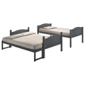 Grey Twin Full Bunk Bed With Arched Headboard Grey Wood Gray Bedroom Transitional Rubberwood Bunk Wood