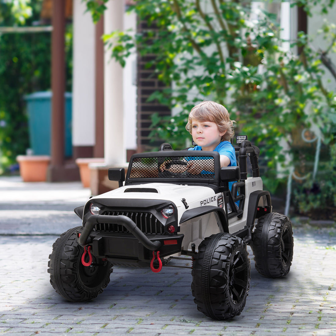 Aosom Kids Ride On Car 12V Battery Powered Electric Truck With Wide Seat, Parent Remote Control & Music, White White Steel