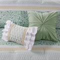 5 Piece Seersucker Comforter Set With Throw Pillows Green Polyester