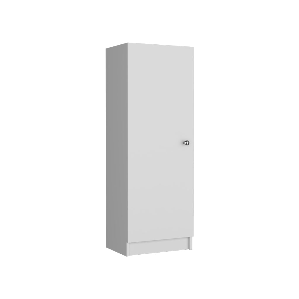 Kitchen Pantry 47" H, One Door Cabinet, Four Interior Shelves, White White Particle Board Particle Board