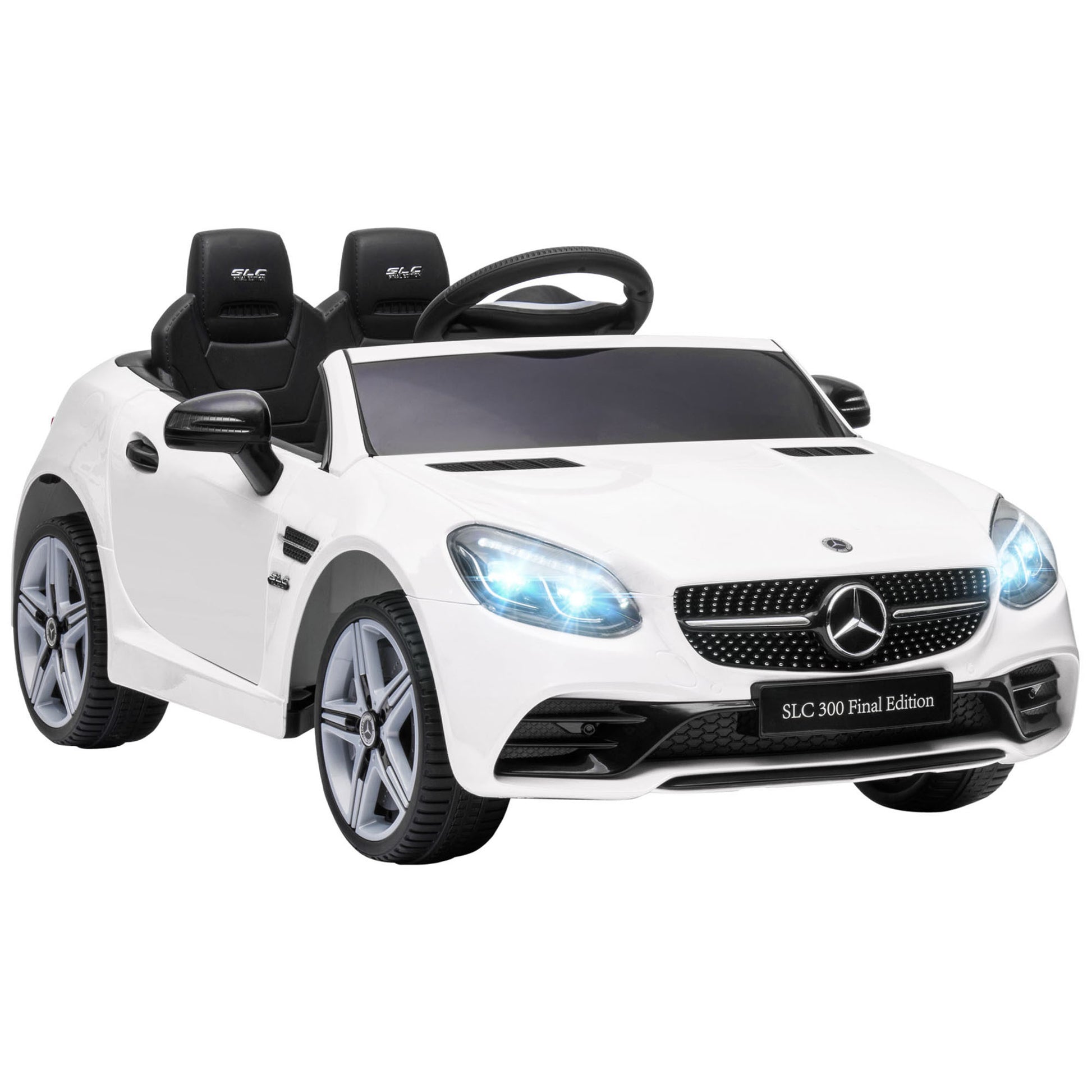 Aosom Mercedes Slc 300 Licensed Kids Electric Car With Remote Control, 12V Battery Powered Kids Ride On Car With Music, Lights, Suspension For 3 6 Years Old, White White Steel