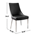 Set Of 2Dining Chairs In Sliver And Black Solid Black Dining Room Side Chair Faux Leather